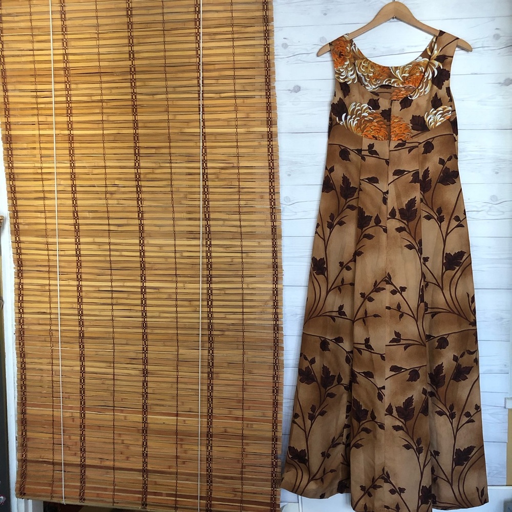 Vintage Hawaiian Palm Maxi Dress Floral Sleeveless - Picture 5 of 8
